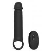 Черная насадка-удлинитель с вибрацией Vibrating Extender With Remote - Dream Toys - в Перми купить с доставкой