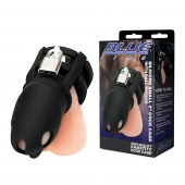 Черная клетка для пениса Silicone Small 2 in Cock Cage With Ball Divider - BlueLine - купить с доставкой в Перми