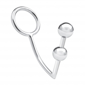 Кольцо на пенис с анальным стимулятором Two Bead Stainless Steel Anal Hook   Cock Ring - BlueLine - в Перми купить с доставкой