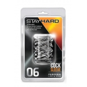 Прозрачная насадка с объёмными чёрточками STAY HARD COCK SLEEVE 06 CLEAR - Blush Novelties - в Перми купить с доставкой