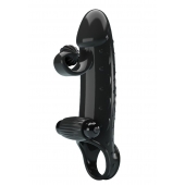 Черная вибронасадка на пенис с подхватом мошонки - 20 см. - Baile - в Перми купить с доставкой