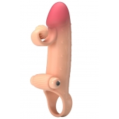 Телесная вибронасадка на пенис с подхватом мошонки - 20 см. - Baile - в Перми купить с доставкой