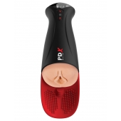 Телесный мастурбатор-вагина в черной колбе с вибрацией Fuck-O-Matic Pro XL - Pipedream - в Перми купить с доставкой