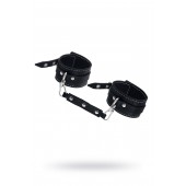 Черные двухслойные кожаные оковы с белой строчкой - Pecado - купить с доставкой в Перми