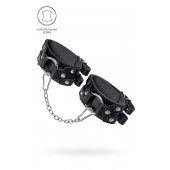 Черные кожаные оковы с двумя ремешками - Pecado - купить с доставкой в Перми