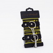 Черно-желтые кожаные наручники с жёлтой строчкой - Crazy Handmade - купить с доставкой в Перми
