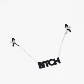 Зажимы на соски с кожаной подвеской Bitch - Crazy Handmade - купить с доставкой в Перми