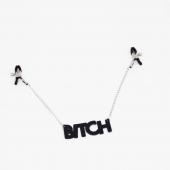 Зажимы на соски с кожаной подвеской Bitch - Crazy Handmade - купить с доставкой в Перми