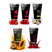 Набор из 5 съедобных лубрикантов JUJU (клубника, малина, тропические фрукты, вишня, кокос) - JuJu - купить с доставкой в Перми
