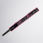 Черно-розовый ошейник с золотистой фурнитурой - Crazy Handmade - купить с доставкой в Перми