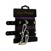 Черно-фиолетовые скругленные наручники с мягкой подкладкой - Crazy Handmade - купить с доставкой в Перми