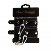 Черно-фиолетовые скругленные наручники с мягкой подкладкой - Crazy Handmade - купить с доставкой в Перми