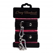 Черно-розовые скругленные наручники с мягкой подкладкой - Crazy Handmade - купить с доставкой в Перми