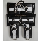 Набор фиксаторов из черной и белой натуральной кожи - Crazy Handmade - купить с доставкой в Перми