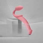 Розовый безремневой страпон Strap-on-me Semi-Realistic Bendable Strap-On size M - Strap-on-me - купить с доставкой в Перми