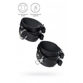 Черные кожаные оковы с двумя перекрёстными ремешками - Pecado - купить с доставкой в Перми