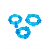 Набор из 3 синих эрекционных колец с различным рельефом - Erowoman-Eroman - в Перми купить с доставкой