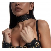 Черный ажурный чокер с золотистой фурнитурой - Crazy Handmade - купить с доставкой в Перми