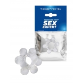 Прозрачное эрекционное кольцо с 6 стимулирующими шариками - Sex Expert - в Перми купить с доставкой