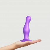 Фиолетовая насадка Strap-On-Me Dildo Plug Curvy size M - Strap-on-me - купить с доставкой в Перми