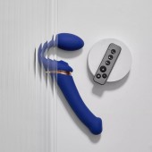 Синий безремневой страпон Multi Orgasm Bendable Strap-On size L с клиторальной стимуляцией - Strap-on-me - купить с доставкой в Перми