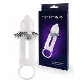 Эластичная насадка на пенис с подхватом мошонки и стимулирующими «ресничками» - Sextaz - в Перми купить с доставкой