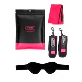 Черно-розовый эротический набор: маска, наручники и повязка - Erokay - купить с доставкой в Перми