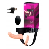 Женский страпон с 2 насадками, вибрацией и пультом ДУ - Erowoman-Eroman - купить с доставкой в Перми