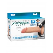 Телесный пустотелый фаллопротез 5’’ Hollow Silicone Strap-On - 14 см. - Pipedream - купить с доставкой в Перми