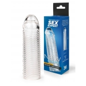 Прозрачная закрытая насадка на пенис с ребрышками - 16 см. - Sex Expert - в Перми купить с доставкой