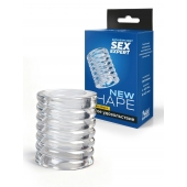 Прозрачная сквозная насадка на пенис с ребрышками - Sex Expert - в Перми купить с доставкой