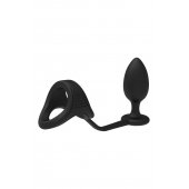 Черное эрекционное кольцо с анальной пробкой Cockstrap With Anal Plug - Dream Toys - в Перми купить с доставкой