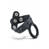 Черное эрекционное кольцо с подхватом мошонки на кнопках VS6 - Blush Novelties - в Перми купить с доставкой