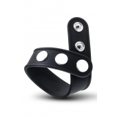 Черное эрекционное кольцо на кнопках - Blush Novelties - в Перми купить с доставкой