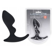 Черная анальная пробка для массажа простаты Double Ripple Silicone Prostate Massager - Shots Media BV - в Перми купить с доставкой