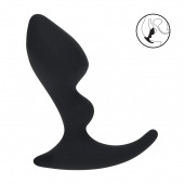 Черная анальная пробка для массажа простаты Double Ripple Silicone Prostate Massager - Shots Media BV - в Перми купить с доставкой