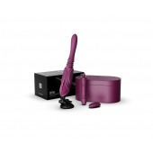 Фиолетовая секс-машина с функцией нагрева, насадками и присоской Sesh - Zalo - купить с доставкой в Перми