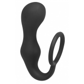 Чёрное эрекционное кольцо с анальной пробкой Double Pleasure Anal Plug - Lola Games - в Перми купить с доставкой