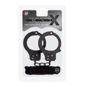 Чёрные наручники из листового металла в комплекте с веревкой BONDX METAL CUFFS LOVE ROPE SET - Dream Toys - купить с доставкой в Перми