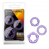 Набор из 3 фиолетовых эрекционных колец Stay Hard Beaded Cockrings - Blush Novelties - в Перми купить с доставкой