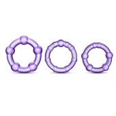 Набор из 3 фиолетовых эрекционных колец Stay Hard Beaded Cockrings - Blush Novelties - в Перми купить с доставкой