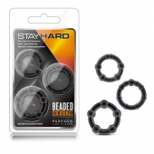 Набор из 3 чёрных эрекционных колец Stay Hard Beaded Cockrings - Blush Novelties - в Перми купить с доставкой