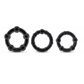Набор из 3 чёрных эрекционных колец Stay Hard Beaded Cockrings - Blush Novelties - в Перми купить с доставкой