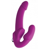Ярко-розовый безремневой вибрострапон Evoke Vibrating Strapless Silicone Strap-on Dildo - XR Brands - купить с доставкой в Перми