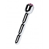 Серебристый уретральный плаг со стразом - 7 см. - ToyFa - купить с доставкой в Перми