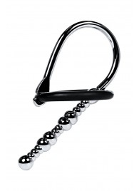 Серебристый уретральный плаг-бусины TOYFA Metal с мягким фиксириющим кольцом - ToyFa - купить с доставкой в Перми