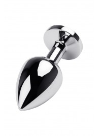 Серебристая коническая анальная пробка с красным кристаллом - 8 см. - ToyFa - купить с доставкой в Перми