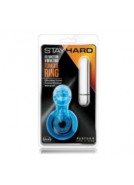 Голубое эрекционное виброкольцо 10 Function Vibrating Tongue Ring - Blush Novelties - в Перми купить с доставкой