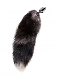 Серебристая металлическая анальная втулка с хвостом чернобурой лисы - размер S - ToyFa - купить с доставкой в Перми