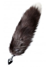 Серебристая металлическая анальная втулка с хвостом чернобурой лисы - размер S - ToyFa - купить с доставкой в Перми